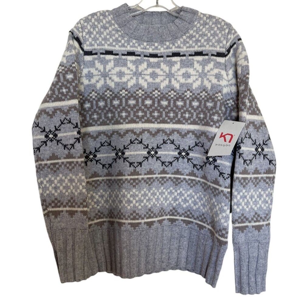 NWT Kari Traa Sweater Womens Size Medium Froya Nordic Fair Aisle Blue Grey